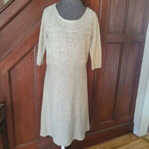 Chadwicks Womens Medium Knit Sweater Dress With Scoop Neck & 3/4 Sleeves